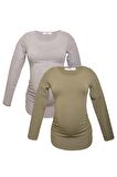 LuvmaBelly MYRA2304_2307 Hamile tshirt seti