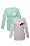 LuvmaBelly MYRA2706_2708 Emzirme tshirt seti