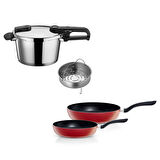 Fissler Vitaquick Edition 4,5 Litre Düdüklü Tencere + Kırmızı Cenit Tava Set
