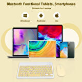 Everest Everpad Insane V10 10.1" Uyumlu Kablosuz Bluetooth Şarjlı Klavye Mouse Seti - Sarı