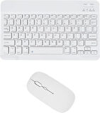 Apple iPad Mini 7 2024 8.3" Uyumlu Bluetooth Şarj Edilebilir Klavye Mouse Seti - Beyaz
