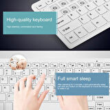 Microsoft Surface Pro Copilot 13" Uyumlu Kablosuz Wireless Pilli Klavye Mouse Seti - Beyaz