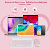 Xiaomi Redmi Pad Pro 12" Uyumlu Kablosuz Bluetooth Şarjlı Klavye Mouse Seti - Pembe