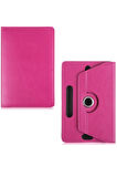 Everest EverPad DC-1032 10.1" Dönerli Standlı Deri Tablet Kılıfı - Ekran Koruyucu - Pembe