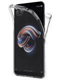 Xiaomi Redmi Note 5 Pro Uyumlu 360° Ön Arka Tam Koruyucu Şeffaf Silikon Full Body Kılıf