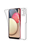 Samsung Galaxy A03s SM-A037F Uyumlu 360° Ön Arka Tam Koruyucu Şeffaf Silikon Full Body Kılıf