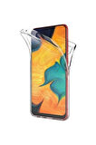 Samsung Galaxy M30 Uyumlu 360° Ön Arka Tam Koruyucu Şeffaf Silikon Full Body Kılıf