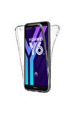 Huawei Y6 2018 Uyumlu 360° Ön Arka Tam Koruyucu Şeffaf Silikon Full Body Kılıf