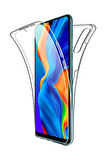 Huawei Y8p Uyumlu 360° Ön Arka Tam Koruyucu Şeffaf Silikon Full Body Kılıf