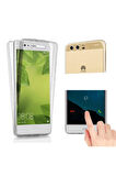 Huawei P10 Plus Uyumlu 360° Ön Arka Tam Koruyucu Şeffaf Silikon Full Body Kılıf