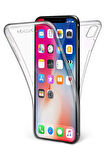 Apple iPhone X Uyumlu 360° Ön Arka Tam Koruyucu Şeffaf Silikon Full Body Kılıf