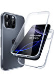 Apple iPhone 16 Pro Uyumlu 360° Ön Arka Tam Koruyucu Şeffaf Silikon Full Body Kılıf