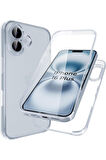 Apple iPhone 16 Plus Uyumlu 360° Ön Arka Tam Koruyucu Şeffaf Silikon Full Body Kılıf