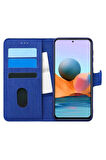 Samsung Galaxy A01 SM-A015F Uyumlu Kart ve Para Bölmeli Standlı Cüzdanlı Kılıf - Mavi