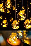 Dekoratif Işıklı Top Perde Led Fişli 8 Fonksiyonlu Günışığı Dilek Topu Ampul