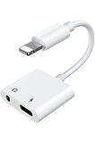 Iphone Lightning Aux 3.5mm Dönüştürücü Aynı Anda Sorunsuz Şarj Edebilen Adaptör Jo-ıp09 Beyaz
