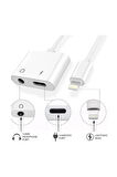 Iphone Lightning Aux 3.5mm Dönüştürücü Aynı Anda Sorunsuz Şarj Edebilen Adaptör Jo-ıp09 Beyaz