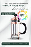 Metal French Press Bakır Renk 350 ML Bitki Çay Demleme Kupası 350 ML 9129