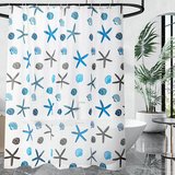 Çift Kanatlı Banyo Perdesi, Desenli Duş Perdesi, Küvet Perdesi, Halkalı 2 Adet 90x180 Cm