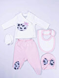 Aydodo Kız Bebek 5li Zıbın Set Pembe Bebe Takım