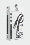 Alışveriş Express CL13 60W PD Type-C to Type-C RGB Ledli Metal Hasır Şarj ve Data Kablosu 1mt