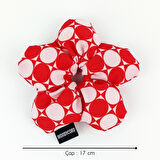 WoodyCord El Yapımı Kırmızı Beyaz Puantiyeli Pofuduk Scrunchie Toka - Eğlenceli ve Hacimli