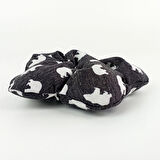 WoodyCord El Yapımı Gri Kutup Ayısı Desenli Pofuduk Scrunchie Toka