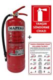 6KG MAPEKS YANGIN TÜPÜ,YANGIN TÜPÜ KULLANIM TALİMATI VE YANGIN TÜPÜ LEVHASI 3LÜ SET