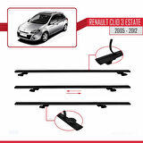 Renault Clio 3 Estate 2005-2012 Arası ile Uyumlu BASIC Model Ara Atkı Tavan Barı Siyah 2 Adet