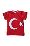 MODAVALS 23 NİSAN 19 MAYIS 29 EKİM 10 KASIM OKUL GÖSTERİ UNISEX GARSON BOY AY YILDIZ BASKILI KISA KOL TSHIRT - KIRMIZI