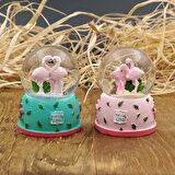 Mini Flamingo Kar Küresi & Mikail Melek Kolye Hediye Seti