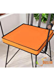 40x40 Turuncu Su ve Leke İtici Fermuarlı Bağcıklı Siyah Biyeli Sandalye Minderi 5 cm