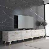  MOBİLYA GEZEGENİ Maer Gold Tv Ünitesi 210 Cm Efes Mermer Renk