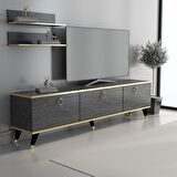 MOBİLYA GEZEGENİ Bendır Mermer - Altın Elite Gold Tv Ünitesi 180 cm Z2003