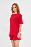 Kadın Konforlu %100 Pamuk Kısa Kollu Günlük Tişört