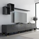  MOBİLYA GEZEGENİ MEER GOLD TV ÜNİTESİ 210 CM BENDIR MERMER