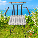 40x40 Gri Puantiyeli Krem Su ve Leke İtici Fermuarlı Bağcıklı Sandalye Minderi 5 cm