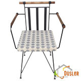 40x40 Gri Puantiyeli Krem Su ve Leke İtici Fermuarlı Bağcıklı Sandalye Minderi 5 cm