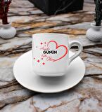 Anneler Gününe Özel Baskılı 2'li Türk Kahve Fincanı & Metal Mum Hediye Seti Anneye Hediye T4