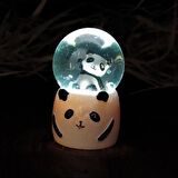Tatlı Peluş Panda & Işıklı Mini Panda Kar Küresi & Mikail Melek Kolye Hediye Seti