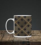 Kareli Kupa & Siyah-Gold Renk Kareli Mouse Pad 23x19cm Fare Altlığı Kaydırmaz Taban De583 Ofis Hediyesi