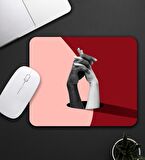 Baskılı Kupa & Kırmızı Ve Pembe Renk El Ele Tutuşan Motifli Mouse Pad 23x19cm Fare Altlığı Kaydırmaz Taban De588 Ofis Hediyesi
