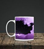 Baskılı Kupa & Mor Ve Siyah Renk Galaksi Temalı Mouse Pad 23x19cm Fare Altlığı Kaydırmaz Taban De596 Ofis Hediyesi