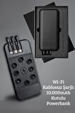 10000mAh Wi-Fi Kablosuz Powerbank | Vakumlu, Micro USB, Type-C, Hızlı Şarj, LED Işık, Rubber Gövde