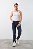 Erkek Likralı Straight Fit Jean Pantolon Mavi