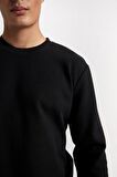 DeFacto Regular Fit Bisiklet Yaka Jakarlı Sweatshirt D5394AX24AUBK27