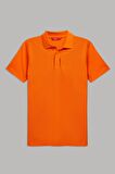 Regular Fit Turuncu Pike Dokulu %100 Pamuk Kıvrılmaz Polo Yaka Nakışlı T-shirt 4HC14ORT51000