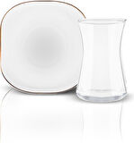 Karaca Streamline Plato 12 Parça 6 Kişilik Cam Çay Seti 165 ml
