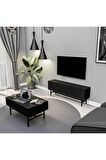 Mezza SET 4000-4200 FELIX SİYAH METAL AYAKLI TV ÜNİTESİ - ORTA SEHPA TAKIMI SİYAH
