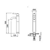 Bocchi Burlington Tek Kumandalı Yüksek Lavabo Bataryası Krom 